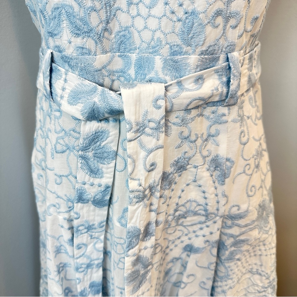 Calvin Klein White and Light Blue Lace Midi Dress - Picture 2 of 11